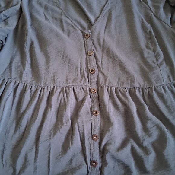 Madewell Women's Size 4X Navy Blue Drapeweave Puff Sleeve Peplum Top - Picture 9 of 13